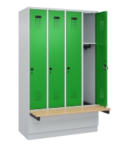 C+P Spind Evolo PLUS 049040-40 integrierte Bank 4 Abt.je 300mm Drehriegel (HxBxT) 1950x1200x815mm 7035/6037