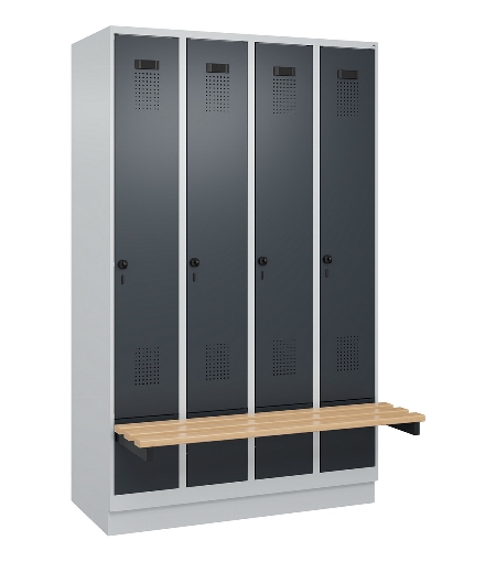 C+P Spind Evolo PLUS 049040-30 integrierte Bank 3 Abt.je 300mm Drehriegel (HxBxT) 1950x900x815mm 9016/6019