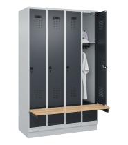 C+P Spind Evolo PLUS 049040-30 integrierte Bank 3 Abt.je 300mm Drehriegel (HxBxT) 1950x900x815mm 9016/6019