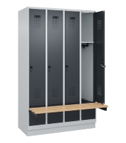 C+P Spind Evolo PLUS 049040-30 integrierte Bank 3 Abt.je 300mm Drehriegel (HxBxT) 1950x900x815mm 9016/6019