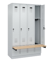 C+P Spind Evolo PLUS 049040-30 integrierte Bank 3 Abt.je 300mm Drehriegel (HxBxT) 1950x900x815mm 9016/6019