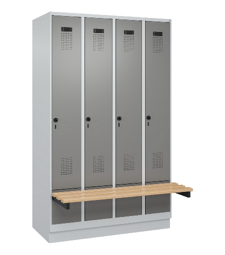C+P Spind Evolo PLUS 049040-30 integrierte Bank 3 Abt.je 300mm Drehriegel (HxBxT) 1950x900x815mm 9016/6019