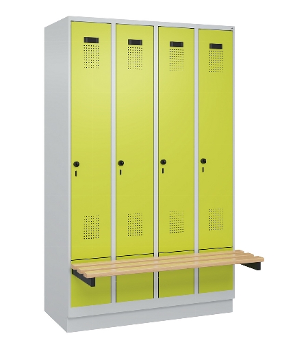 C+P Spind Evolo PLUS 049040-30 integrierte Bank 3 Abt.je 300mm Drehriegel (HxBxT) 1950x900x815mm 9016/6019