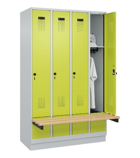 C+P Spind Evolo PLUS 049040-30 integrierte Bank 3 Abt.je 300mm Drehriegel (HxBxT) 1950x900x815mm 9016/6019