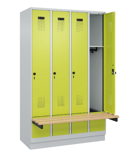 C+P Spind Evolo PLUS 049040-30 integrierte Bank 3 Abt.je 300mm Drehriegel (HxBxT) 1950x900x815mm 9016/6019