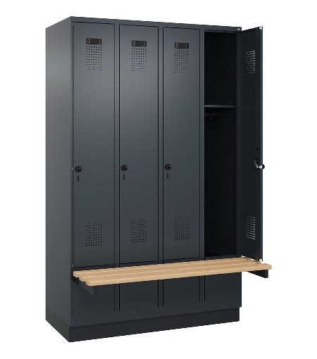 C+P Spind Evolo PLUS 049040-30 integrierte Bank 3 Abt.je 300mm Drehriegel (HxBxT) 1950x900x815mm 9016/6019