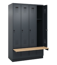 C+P Spind Evolo PLUS 049040-30 integrierte Bank 3 Abt.je 300mm Drehriegel (HxBxT) 1950x900x815mm 9016/6019
