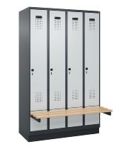 C+P Spind Evolo PLUS 049040-30 integrierte Bank 3 Abt.je 300mm Drehriegel (HxBxT) 1950x900x815mm 9016/6019