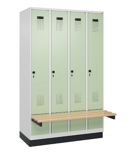 C+P Spind Evolo PLUS 049040-30 integrierte Bank 3 Abt.je 300mm Drehriegel (HxBxT) 1950x900x815mm 9016/6019