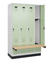 C+P Spind Evolo PLUS 049040-30 integrierte Bank 3 Abt.je 300mm Drehriegel (HxBxT) 1950x900x815mm 9016/6019