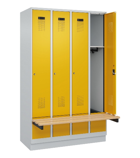 C+P Spind Evolo PLUS 049040-30 integrierte Bank 3 Abt.je 300mm Drehriegel (HxBxT) 1950x900x815mm 9016/6019
