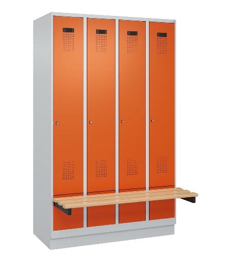 C+P Spind Evolo PLUS 049040-30 integrierte Bank 3 Abt.je 300mm Drehriegel (HxBxT) 1950x900x815mm 9016/6019