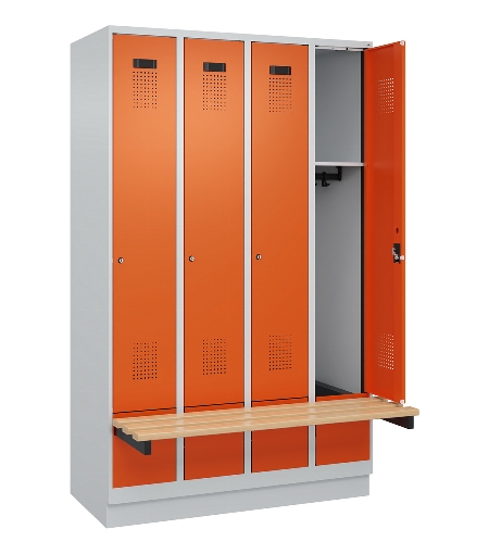 C+P Spind Evolo PLUS 049040-30 integrierte Bank 3 Abt.je 300mm Drehriegel (HxBxT) 1950x900x815mm 9016/6019