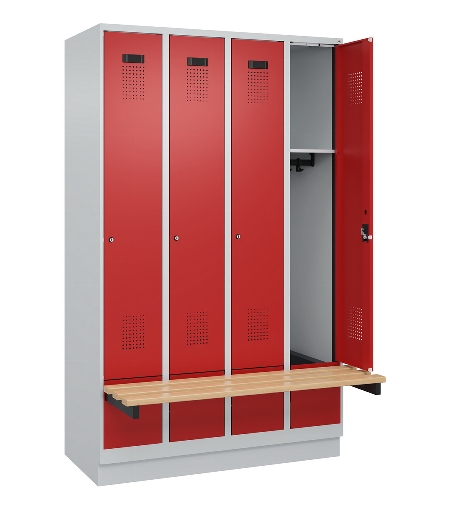 C+P Spind Evolo PLUS 049040-30 integrierte Bank 3 Abt.je 300mm Drehriegel (HxBxT) 1950x900x815mm 9016/6019