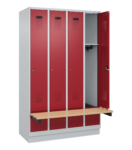 C+P Spind Evolo PLUS 049040-30 integrierte Bank 3 Abt.je 300mm Drehriegel (HxBxT) 1950x900x815mm 9016/6019
