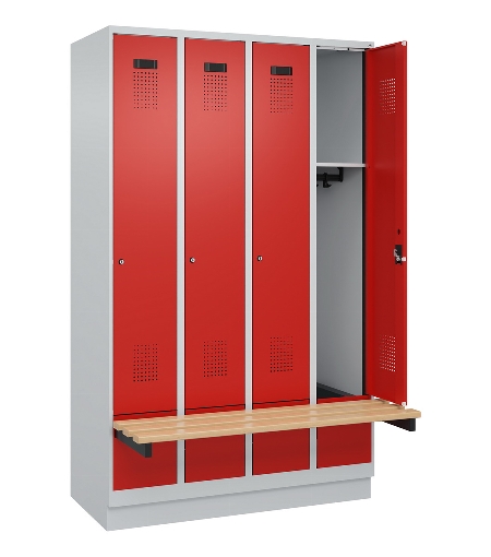C+P Spind Evolo PLUS 049040-30 integrierte Bank 3 Abt.je 300mm Drehriegel (HxBxT) 1950x900x815mm 9016/6019