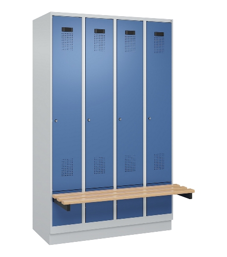 C+P Spind Evolo PLUS 049040-30 integrierte Bank 3 Abt.je 300mm Drehriegel (HxBxT) 1950x900x815mm 9016/6019