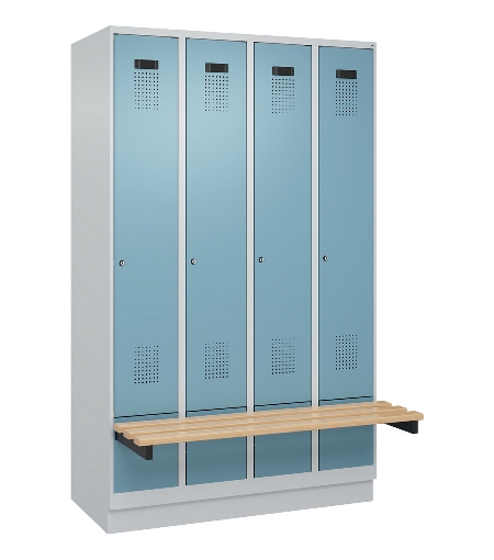 C+P Spind Evolo PLUS 049040-30 integrierte Bank 3 Abt.je 300mm Drehriegel (HxBxT) 1950x900x815mm 9016/6019