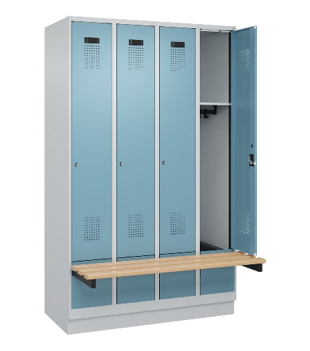 C+P Spind Evolo PLUS 049040-30 integrierte Bank 3 Abt.je 300mm Drehriegel (HxBxT) 1950x900x815mm 9016/6019