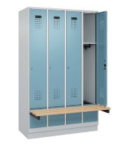 C+P Spind Evolo PLUS 049040-30 integrierte Bank 3 Abt.je 300mm Drehriegel (HxBxT) 1950x900x815mm 9016/6019