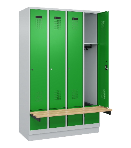 C+P Spind Evolo PLUS 049040-30 integrierte Bank 3 Abt.je 300mm Drehriegel (HxBxT) 1950x900x815mm 9016/6019