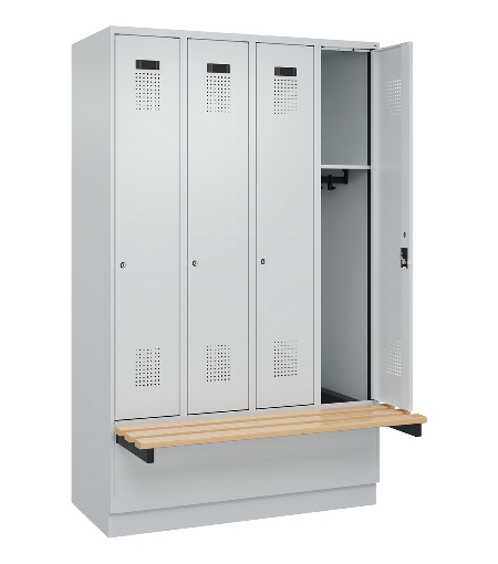 C+P Spind Evolo PLUS 049040-30 integrierte Bank 3 Abt.je 300mm Drehriegel (HxBxT) 1950x900x815mm 9016/6019