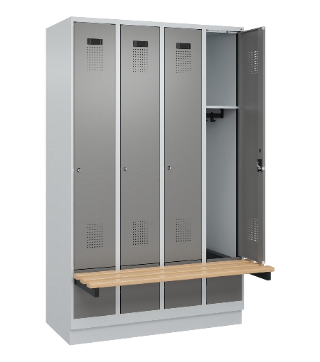 C+P Spind Evolo PLUS 049040-30 integrierte Bank 3 Abt.je 300mm Drehriegel (HxBxT) 1950x900x815mm 9016/6019
