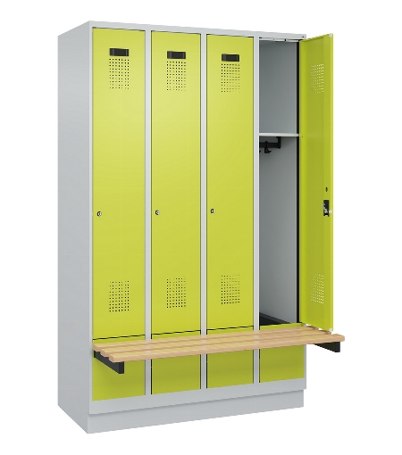 C+P Spind Evolo PLUS 049040-30 integrierte Bank 3 Abt.je 300mm Drehriegel (HxBxT) 1950x900x815mm 9016/6019