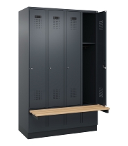 C+P Spind Evolo PLUS 049040-30 integrierte Bank 3 Abt.je 300mm Drehriegel (HxBxT) 1950x900x815mm 9016/6019