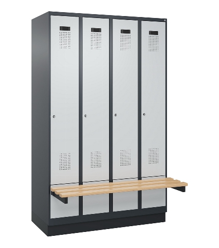 C+P Spind Evolo PLUS 049040-30 integrierte Bank 3 Abt.je 300mm Drehriegel (HxBxT) 1950x900x815mm 9016/6019