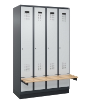 C+P Spind Evolo PLUS 049040-30 integrierte Bank 3 Abt.je 300mm Drehriegel (HxBxT) 1950x900x815mm 9016/6019