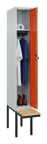 C+P Spind Evolo PLUS 0490407-10 mit Sitzbank 1 Abt.300mm Zylinder (HxBxT) 2120x300x815mm 9016/9016