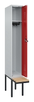 C+P Spind Evolo PLUS 0490407-10 mit Sitzbank 1 Abt.300mm Drehriegel (HxBxT) 2120x300x815mm 7035/3000