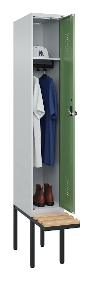 C+P Spind Evolo PLUS 0490407-10 mit Sitzbank 1 Abt.300mm Zylinder (HxBxT) 2120x300x815mm 9016/9016