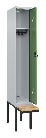 C+P Spind Evolo PLUS 0490407-10 mit Sitzbank 1 Abt.300mm Zylinder (HxBxT) 2120x300x815mm 9016/9016