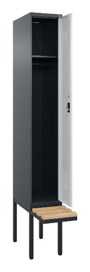 C+P Spind Evolo PLUS 0490407-10 mit Sitzbank 1 Abt.300mm Zylinder (HxBxT) 2120x300x815mm 9016/9016