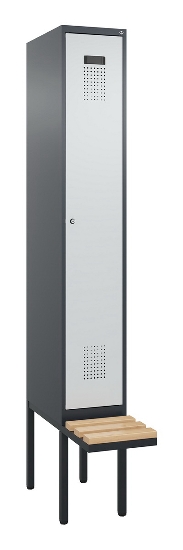 C+P Spind Evolo PLUS 0490407-10 mit Sitzbank 1 Abt.300mm Zylinder (HxBxT) 2120x300x815mm 9016/9016