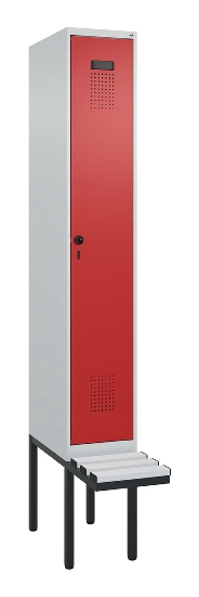 C+P Spind Evolo PLUS 0490407-10 mit Sitzbank 1 Abt.300mm Drehriegel (HxBxT) 2120x300x815mm 7016/7016