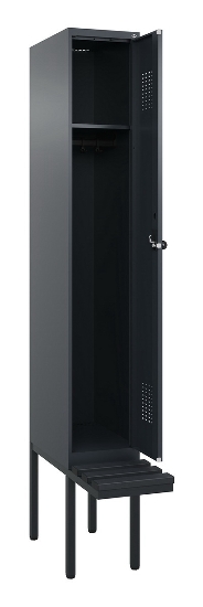 C+P Spind Evolo PLUS 0490407-10 mit Sitzbank 1 Abt.300mm Drehriegel (HxBxT) 2120x300x815mm 7016/7016