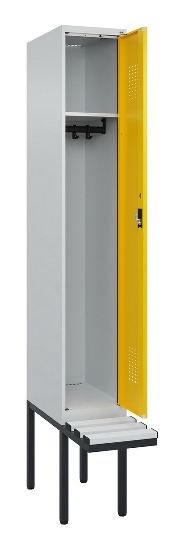 C+P Spind Evolo PLUS 0490407-10 mit Sitzbank 1 Abt.300mm Drehriegel (HxBxT) 2120x300x815mm 7016/7016