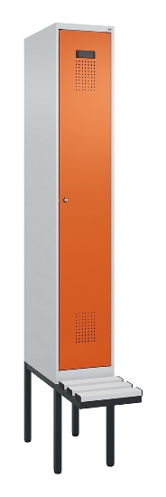 C+P Spind Evolo PLUS 0490407-10 mit Sitzbank 1 Abt.300mm Drehriegel (HxBxT) 2120x300x815mm 7016/7016