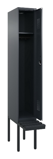 C+P Spind Evolo PLUS 0490407-10 mit Sitzbank 1 Abt.300mm Drehriegel (HxBxT) 2120x300x815mm 7016/7016