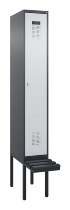 C+P Spind Evolo PLUS 0490407-10 mit Sitzbank 1 Abt.300mm Drehriegel (HxBxT) 2120x300x815mm 7016/7016