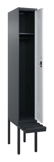 C+P Spind Evolo PLUS 0490407-10 mit Sitzbank 1 Abt.300mm Drehriegel (HxBxT) 2120x300x815mm 7016/7016