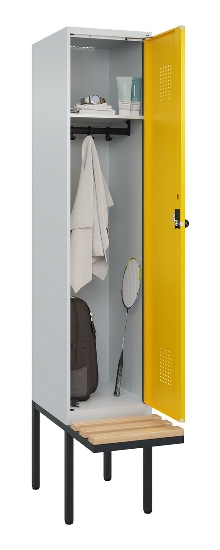 C+P Spind Evolo PLUS 0490407-10 mit Sitzbank 1 Abt.300mm Zylinder (HxBxT) 2120x300x815mm 9016/9016