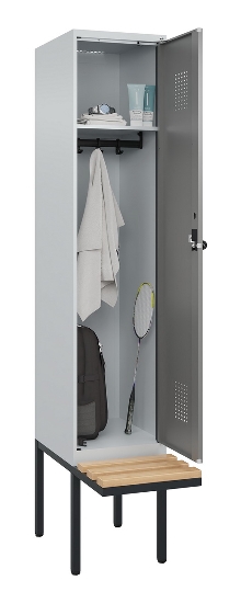 C+P Spind Evolo PLUS 0490407-10 mit Sitzbank 1 Abt.300mm Zylinder (HxBxT) 2120x300x815mm 9016/9016