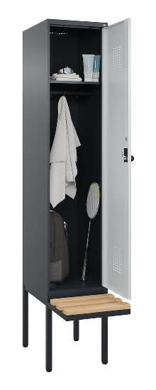 C+P Spind Evolo PLUS 0490407-10 mit Sitzbank 1 Abt.300mm Zylinder (HxBxT) 2120x300x815mm 9016/9016