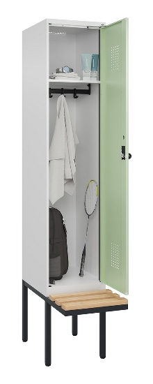 C+P Spind Evolo PLUS 0490407-10 mit Sitzbank 1 Abt.300mm Zylinder (HxBxT) 2120x300x815mm 9016/9016