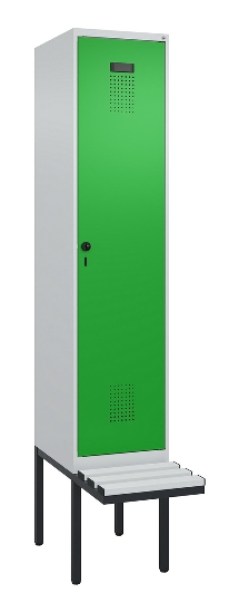 C+P Spind Evolo PLUS 0490407-10 mit Sitzbank 1 Abt.300mm Drehriegel (HxBxT) 2120x300x815mm 7016/7016
