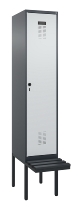 C+P Spind Evolo PLUS 0490407-10 mit Sitzbank 1 Abt.300mm Drehriegel (HxBxT) 2120x300x815mm 7016/7016